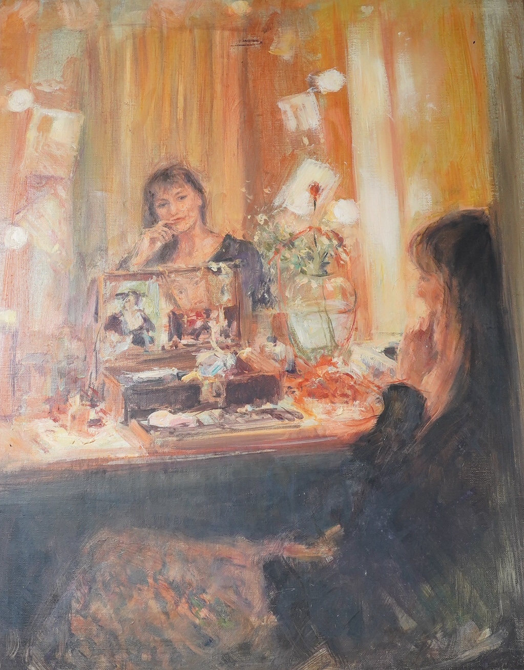 David Lloyd Smith (b.1944), oil on canvas, ‘Lia Williams appearing as Carol in Oleanna at The Duke of York's Theatre, December 1993’, signed and dated '94, 49 x 39cm. Condition - good